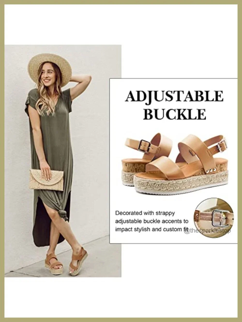 Espadrilles Wedge Sandals Ankle Strap Buckle Open Toe Studded Platform